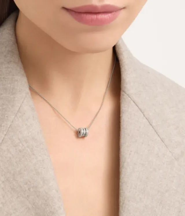 Bvlgari B.zero1 Rock Double-Band Pavé Pendant Necklace 9