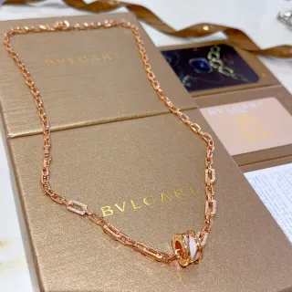 Bvlgari B.zero1 玫瑰金和白色陶瓷钻石项链
