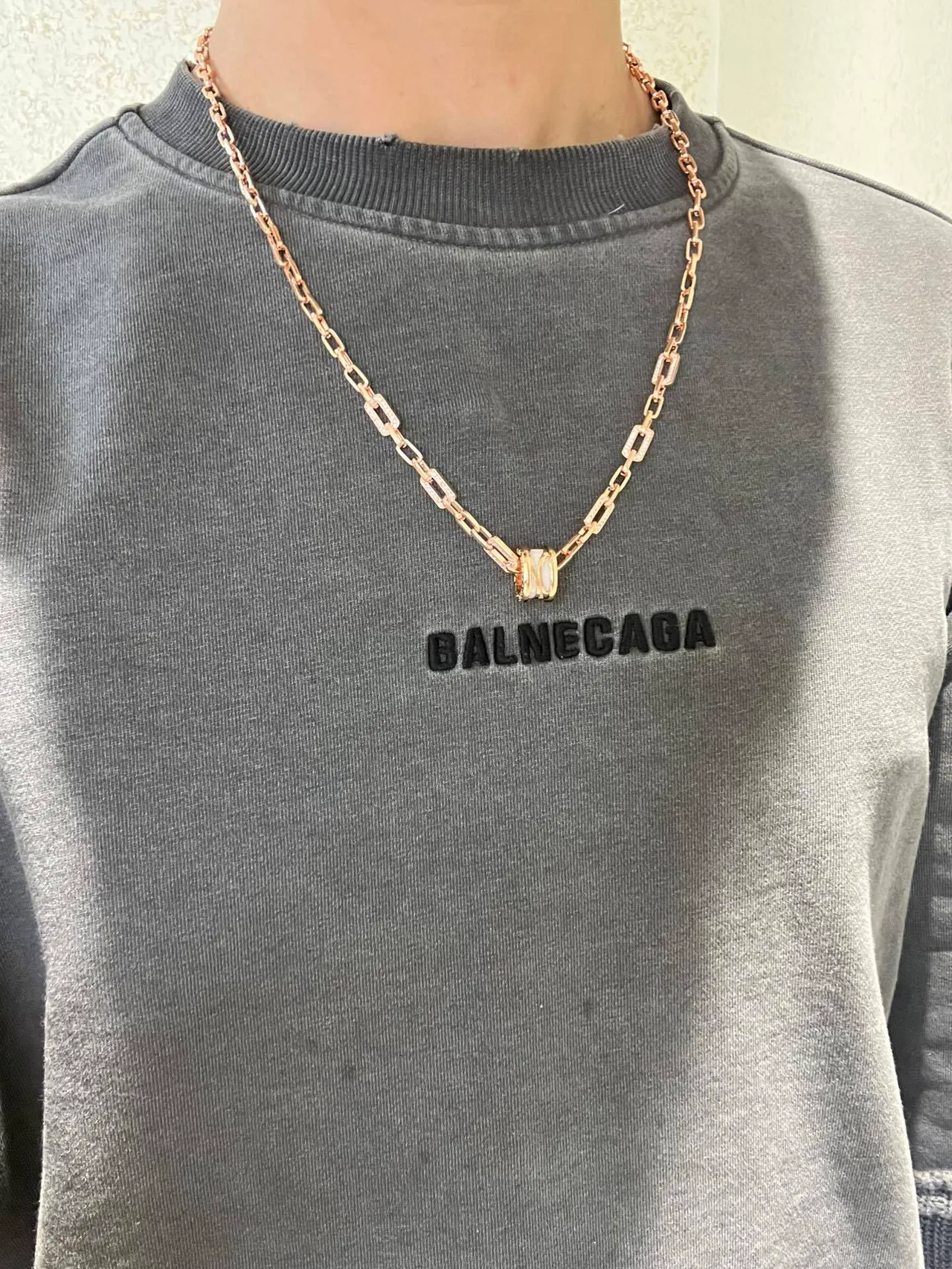 Bvlgari B.zero1 Or Rose et Céramique Blanche Collier de Diamants 8