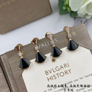 Bvlgari Divas’ Dream Fan-Shaped Black Enamel and Gold-Tone Crystal Earrings
