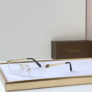 Bvlgari Gold Black Rimless Metal Optical Glasses