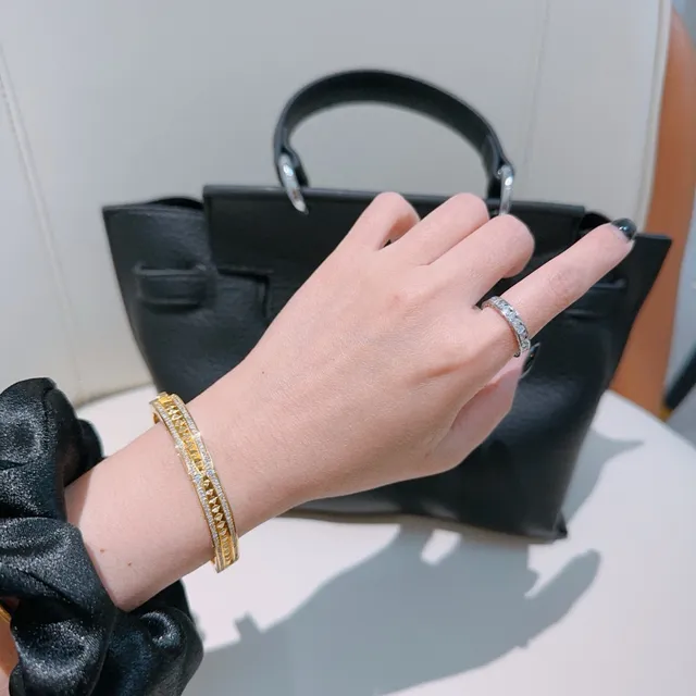 Bvlgari Gold Pavé Diamond Double-Row Hinged Bangle Bracelet 3