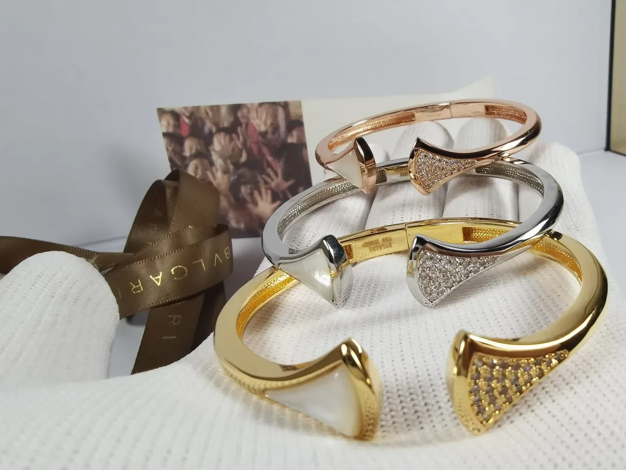 Bvlgari Gold Silver Open-Cuff Arrowhead-Terminal Bracelet 3
