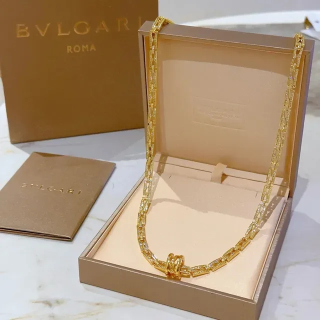 Bvlgari Collier Or Blanc Chaîne Pavé Pierres 4