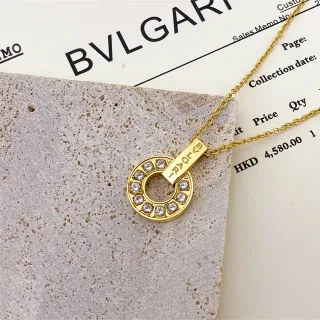 Bvlgari Gold White Pavé-Set Stones Necklace