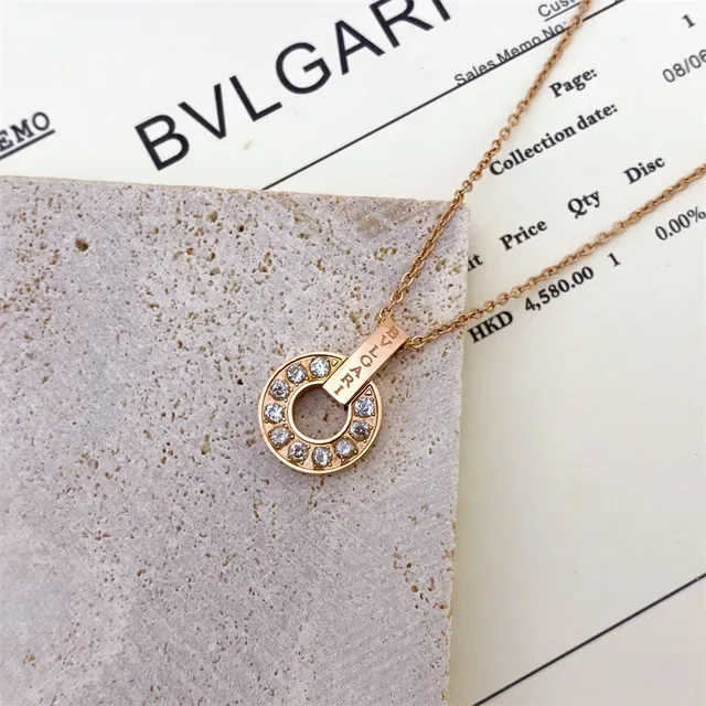 Bvlgari Collier en Or avec Pierres Blanches Pavé-Set 3