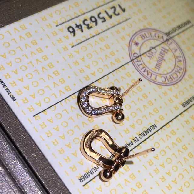 Bvlgari घुंसीदार शैली Pavé Stud ईयरिंग्स 6