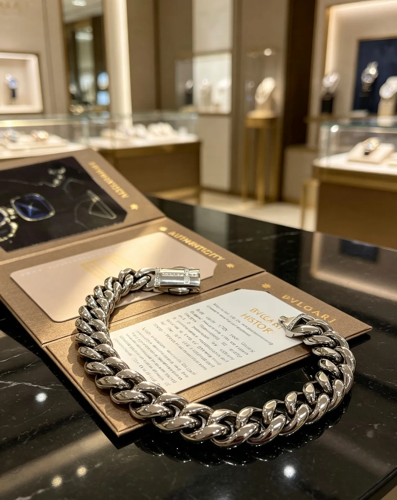 Bvlgari Iconica Bracelet argenté épais maillons curb-link poli 4