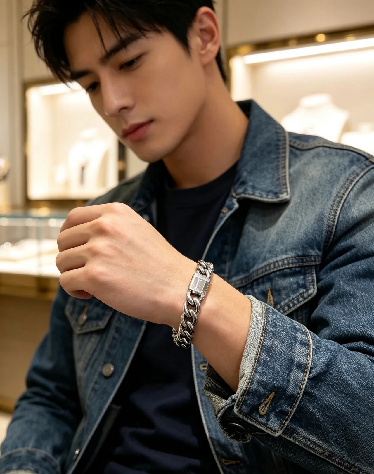 Bvlgari Iconica Bracelet argenté épais maillons curb-link poli 5