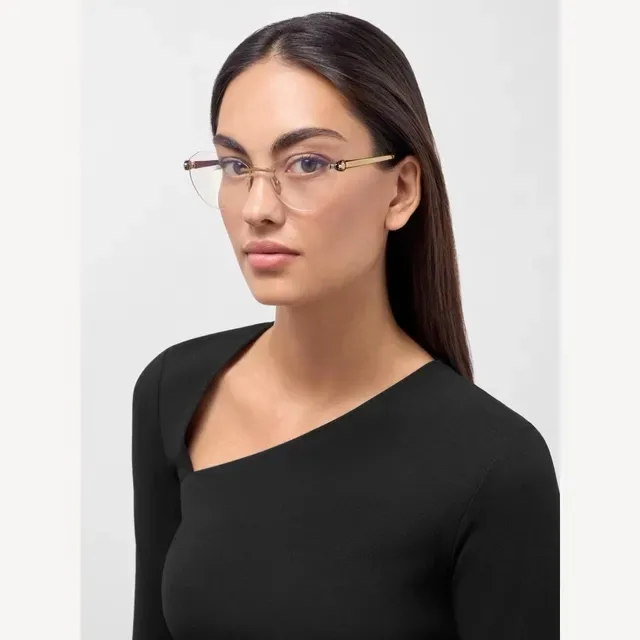 Bvlgari Lunettes Optiques Sans Monture Rose Gold Léopard Temple 4
