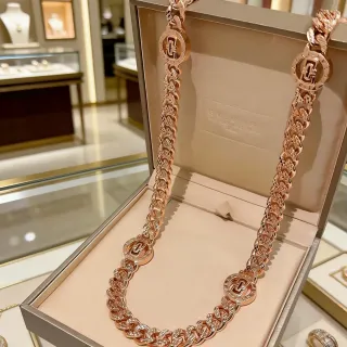 Bvlgari Rose Gold-Tone Pavé Curb-Link Gancini Medallion Necklace
