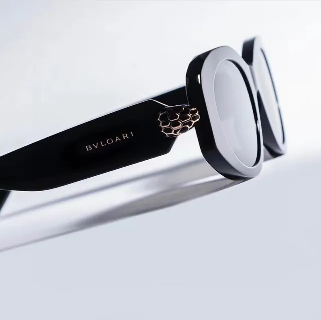 Bvlgari Serpenti काला एसिटेट अष्टकोणीय-ओवल सनग्लासेस 9