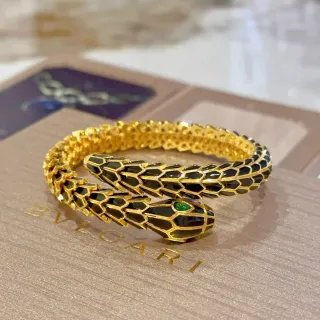 Bvlgari Serpenti কালো এনামেল এবং এমারাল্ড আই সোনার ব্রেসলেট