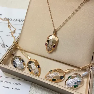 Bvlgari Serpenti Faceted Snake Head Pendant Necklaces