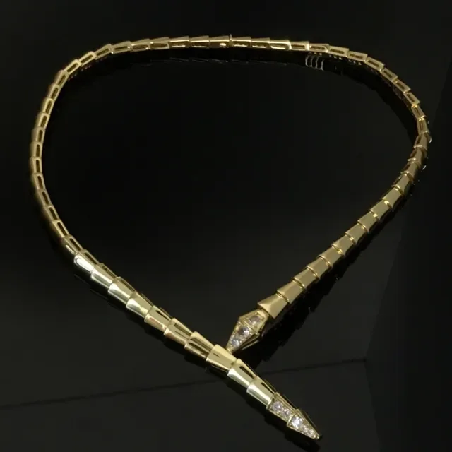 Bvlgari Serpenti Gold Silver Articulated Serpentine Pavé-Diamond Head Necklace 3