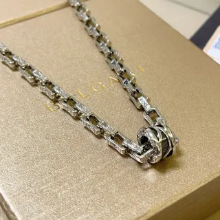 Bvlgari Serpenti-Inspired Twisted Clasp Silver-Tone Chain Necklace