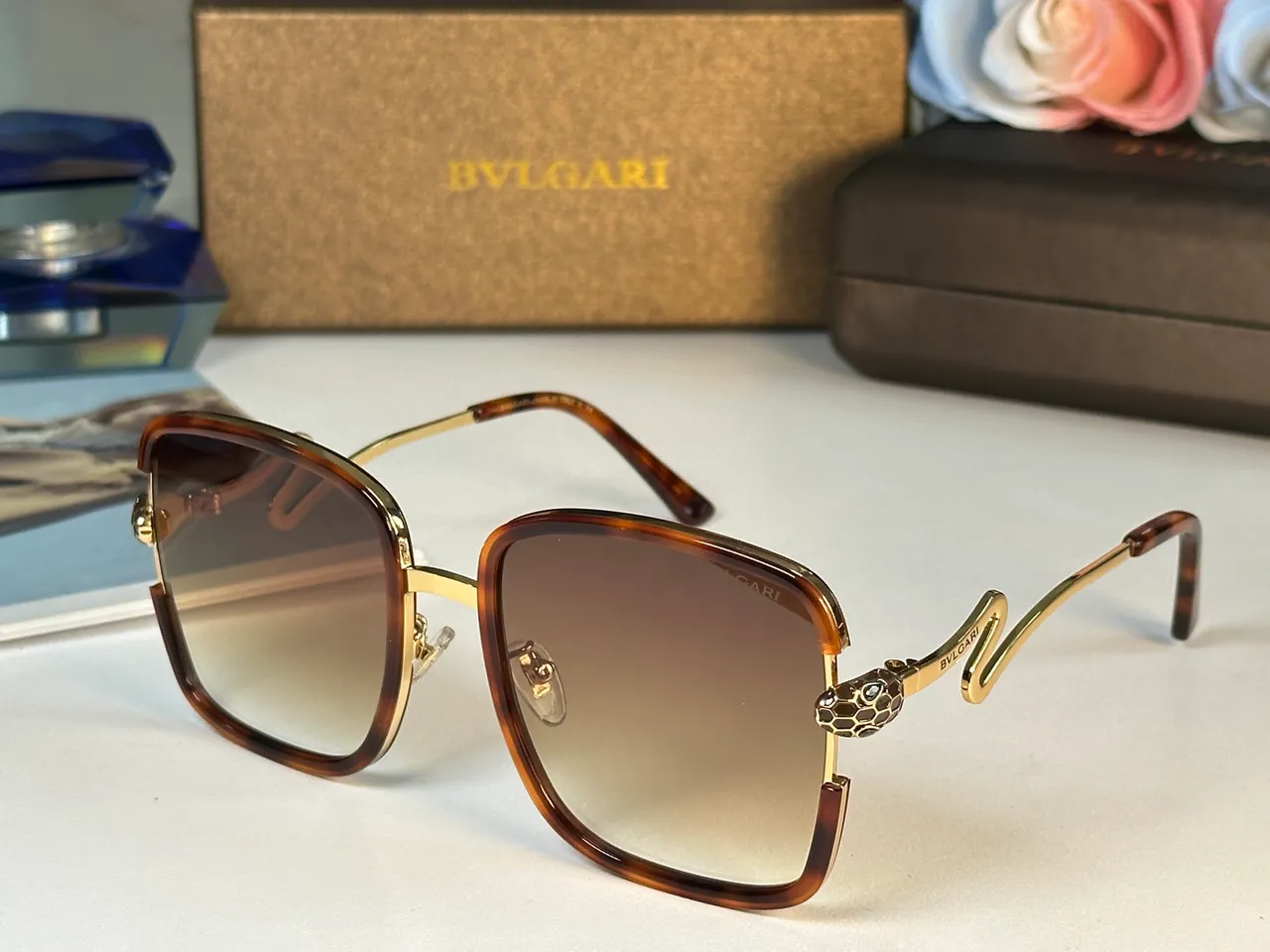 Bvlgari Serpenti Square Gradient Lens Sunglasses 7