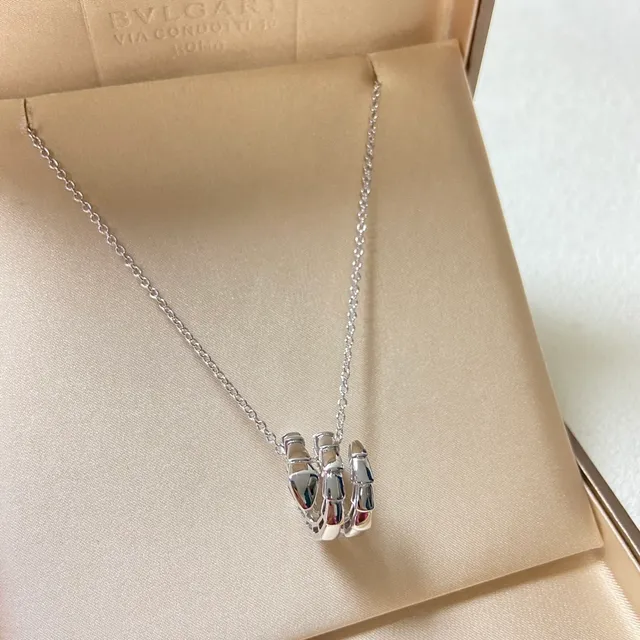 Bvlgari Serpenti Tubogas or argent tubulaire interlocking pendentif métal poli collier 3