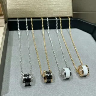 Bvlgari تعليقة برميلية فضية سوداء بناء متعدد الحلقات