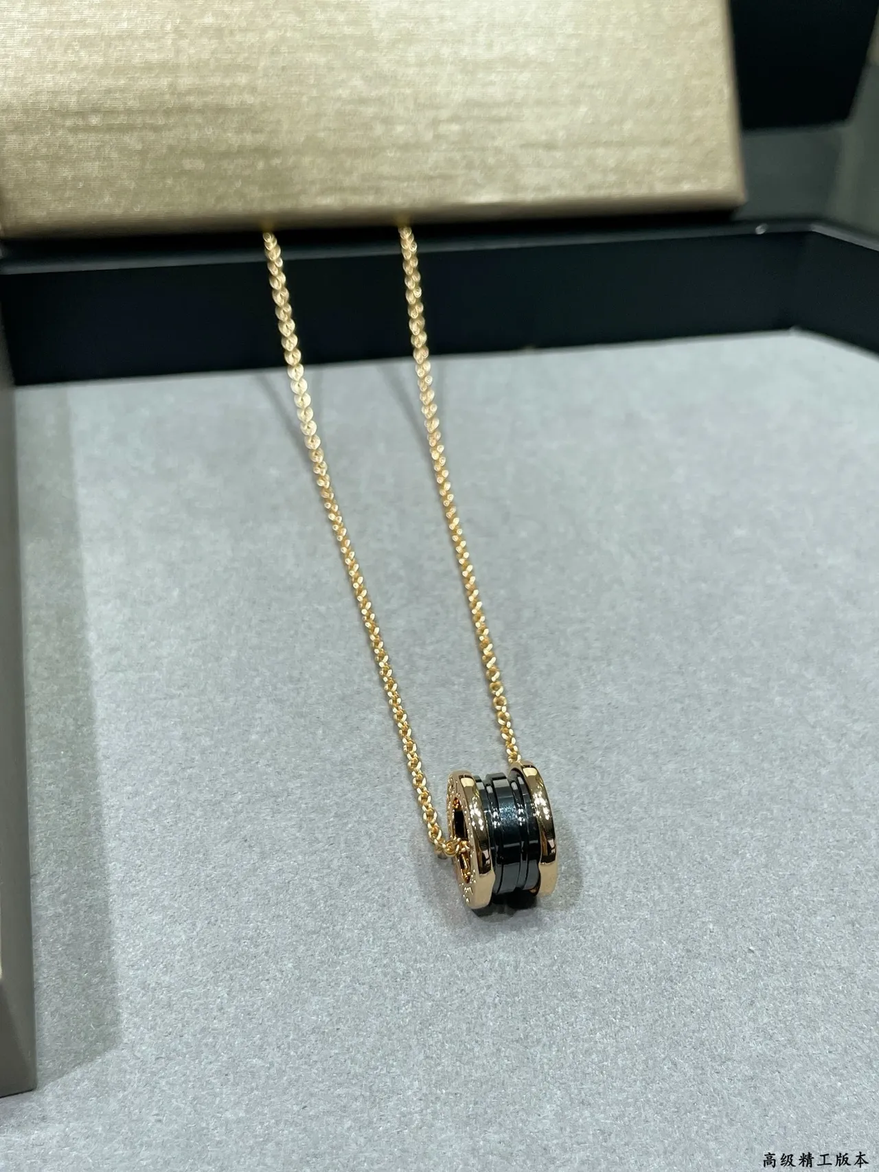 Bvlgari تعليقة برميلية فضية سوداء بناء متعدد الحلقات 4