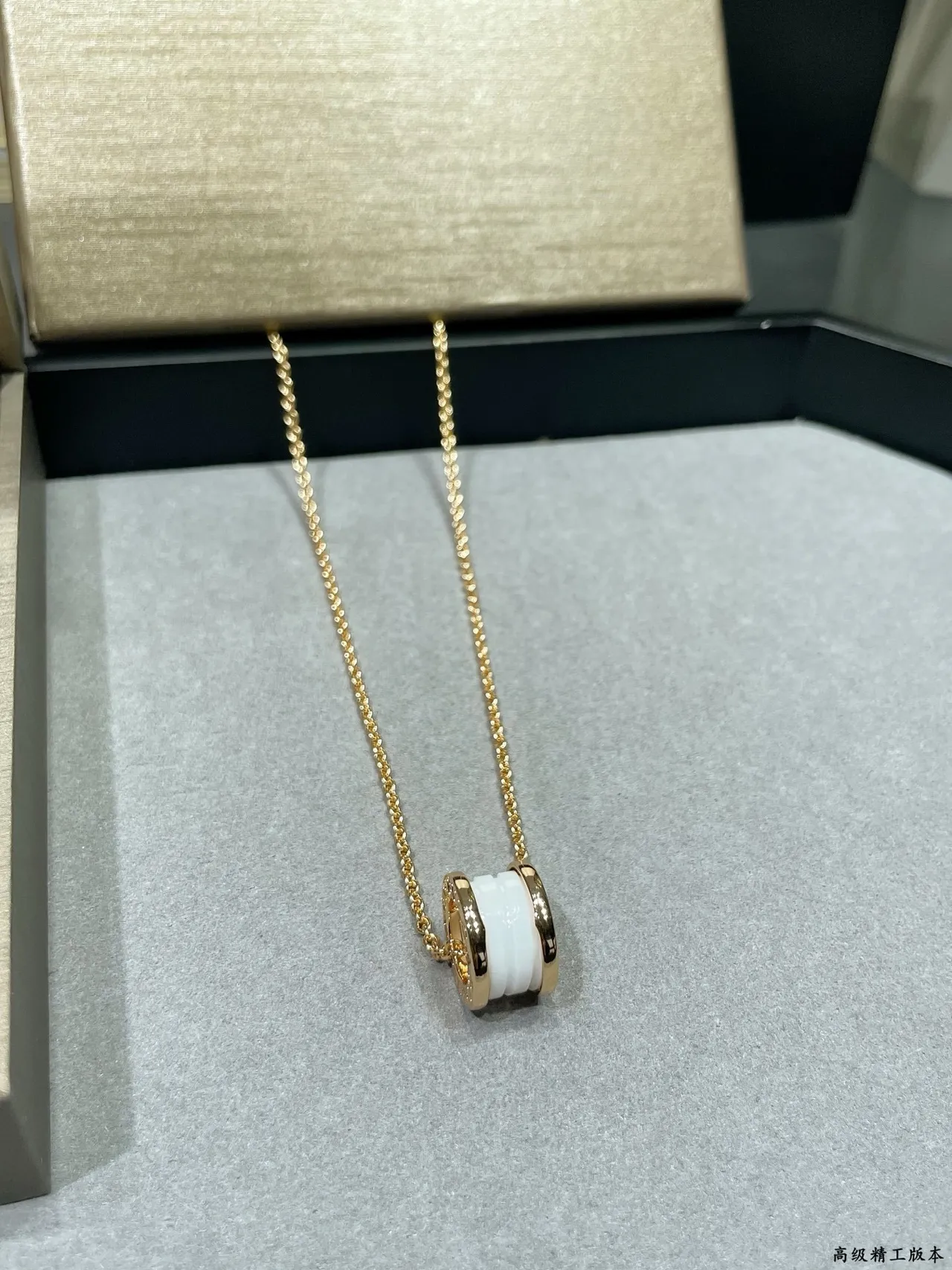 Bvlgari تعليقة برميلية فضية سوداء بناء متعدد الحلقات 5