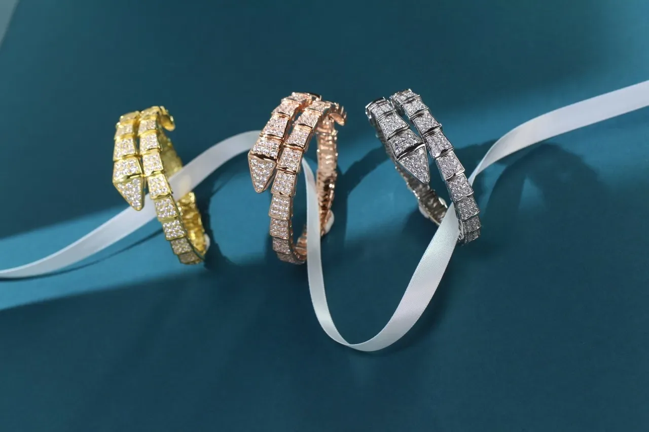 Bvlgari Bracelet Argent Blanc Serpent Enroulé Pavé-Set 3