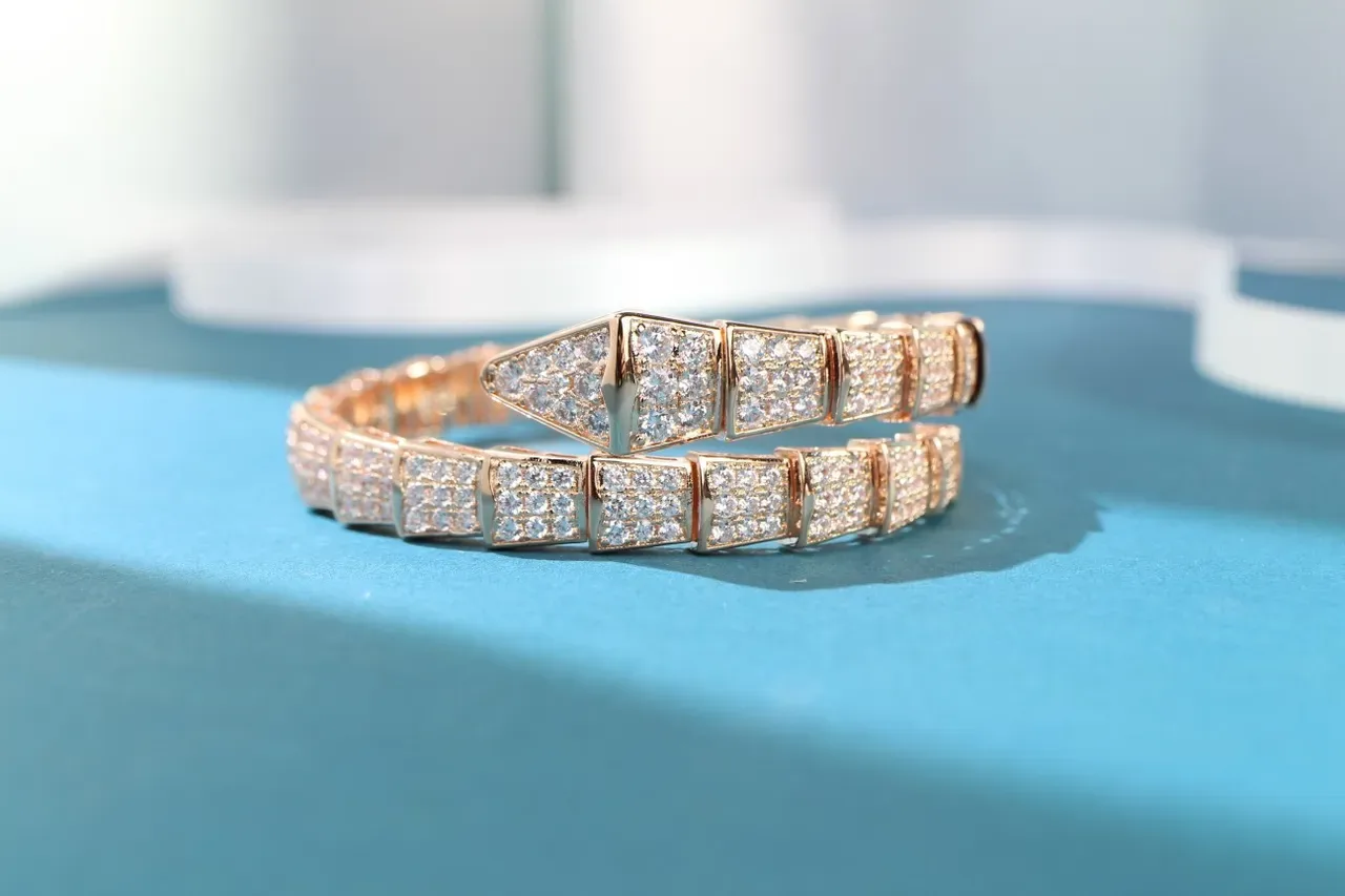 Bvlgari Bracelet Argent Blanc Serpent Enroulé Pavé-Set 5