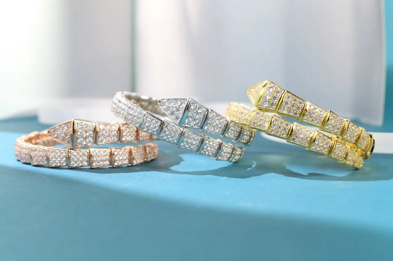 Bvlgari Bracelet Argent Blanc Serpent Enroulé Pavé-Set 6