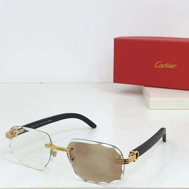 Cartier Bleu Noir Sans Monture Lentilles Dégradées Lunettes de Soleil 3
