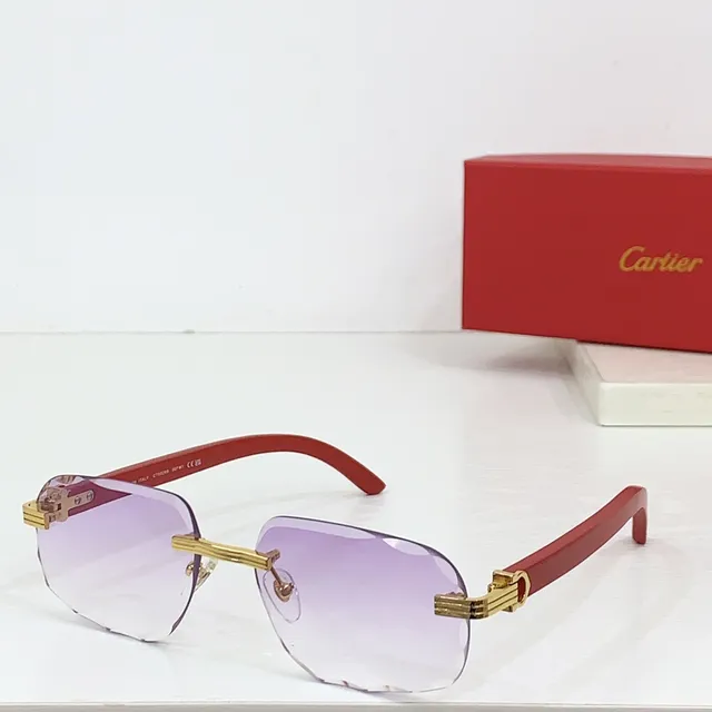 Cartier Bleu Noir Sans Monture Lentilles Dégradées Lunettes de Soleil 5