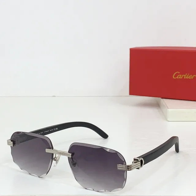 Cartier Bleu Noir Sans Monture Lentilles Dégradées Lunettes de Soleil 7