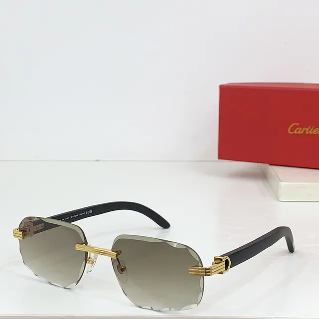Cartier Bleu Noir Sans Monture Lentilles Dégradées Lunettes de Soleil 8