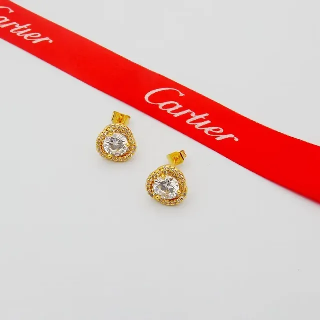 Cartier Boucles d'oreilles Or Argent Rondes Halo Stud Pavé-Set Entourage 5