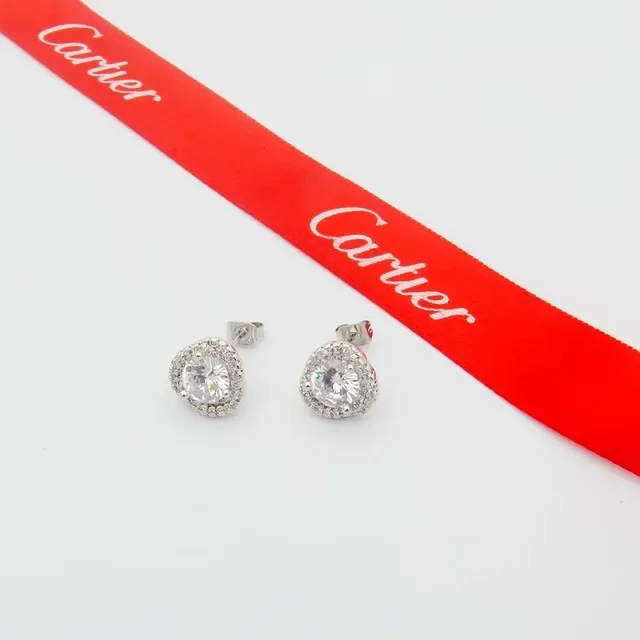 Cartier Boucles d'oreilles Or Argent Rondes Halo Stud Pavé-Set Entourage 7
