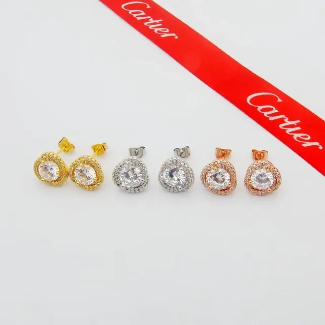 Cartier Boucles d'oreilles Or Argent Rondes Halo Stud Pavé-Set Entourage 9