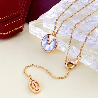 Cartier Gold White Rose Chain Mother-of-Pearl Disc Pendant Necklace