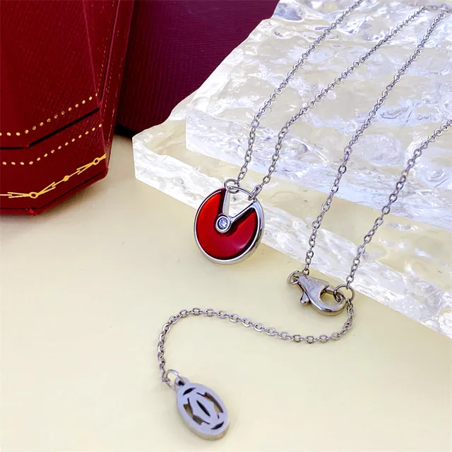 Cartier Chaîne Or Rose Blanche Disque Mère-de-perle Pendentif Collier 4