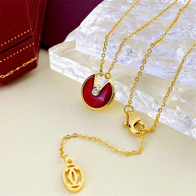 Cartier Chaîne Or Rose Blanche Disque Mère-de-perle Pendentif Collier 6
