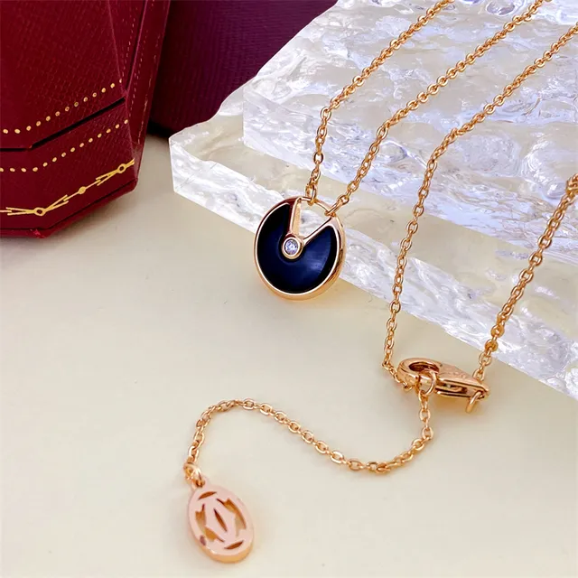 Cartier Chaîne Or Rose Blanche Disque Mère-de-perle Pendentif Collier 7