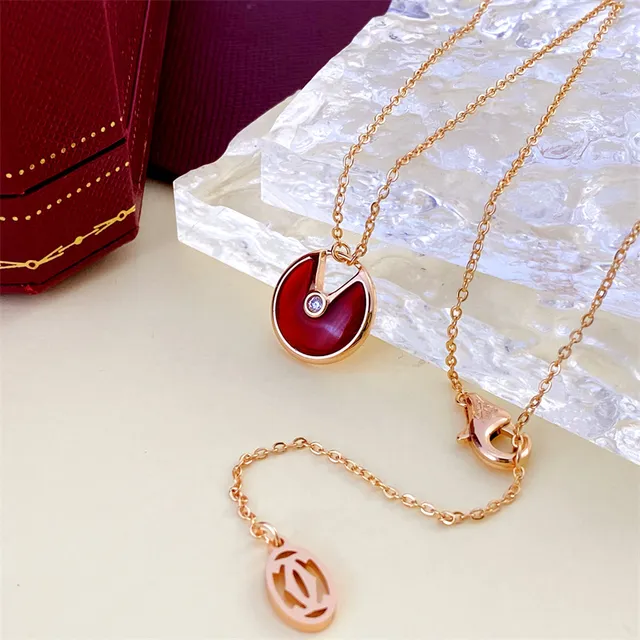 Cartier Chaîne Or Rose Blanche Disque Mère-de-perle Pendentif Collier 8