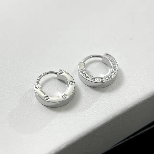 Cartier Juste un Clou or argent hoop à charnière motif vis boucles d'oreilles 2