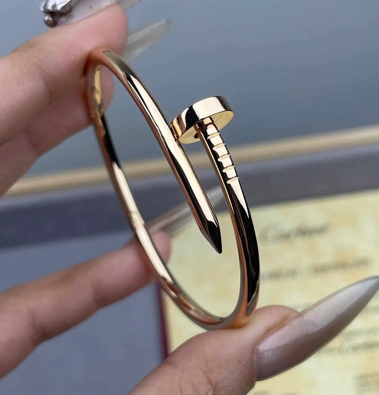 Cartier Juste un Clou Bracelet motif tête de clou en métal poli or argent 5