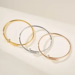 Cartier Juste un Clou Gold Silver Thin Circular Bangle Pavé-Set Stones Bracelet