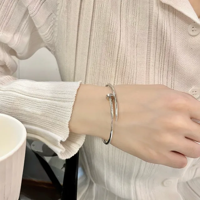 Bracelet Cartier Juste un Clou Or Argent Fin Circulaire Pavé-Set Stones 2
