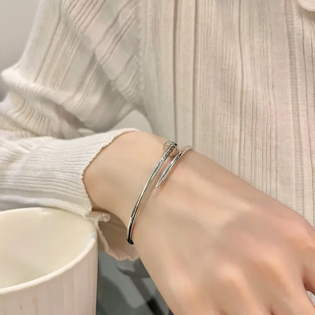 Bracelet Cartier Juste un Clou Or Argent Fin Circulaire Pavé-Set Stones 3