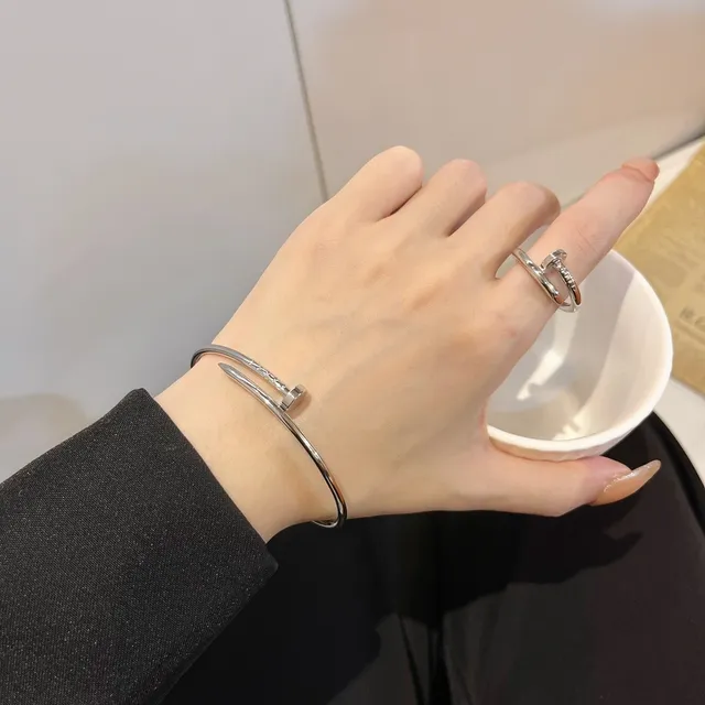 Bracelet Cartier Juste un Clou Or Argent Fin Circulaire Pavé-Set Stones 4