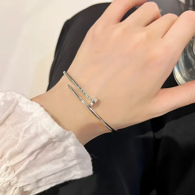 Bracelet Cartier Juste un Clou Or Argent Fin Circulaire Pavé-Set Stones 6