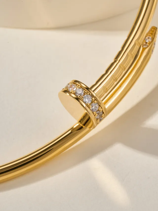 Bracelet Cartier Juste un Clou Or Argent Fin Circulaire Pavé-Set Stones 7