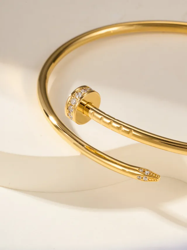 Bracelet Cartier Juste un Clou Or Argent Fin Circulaire Pavé-Set Stones 10
