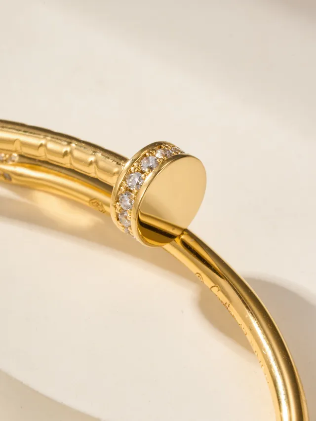 Bracelet Cartier Juste un Clou Or Argent Fin Circulaire Pavé-Set Stones 11